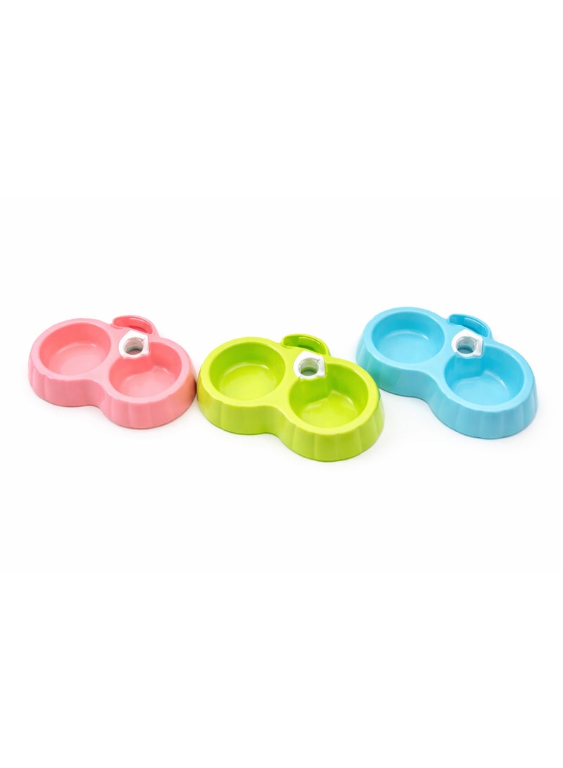 Dual Pet Bowl for Food and Water, Double-Sided Feeding Dish